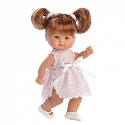 Кукла пупсик в клетчатом платье, 20 см 